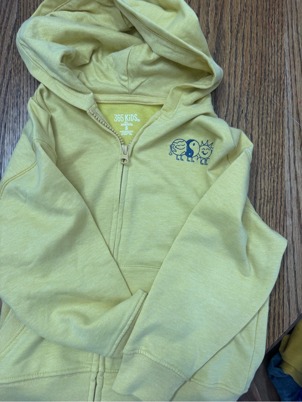 365 Kids Yellow Full-Zip Hoodie with Playful Graphic - Kids